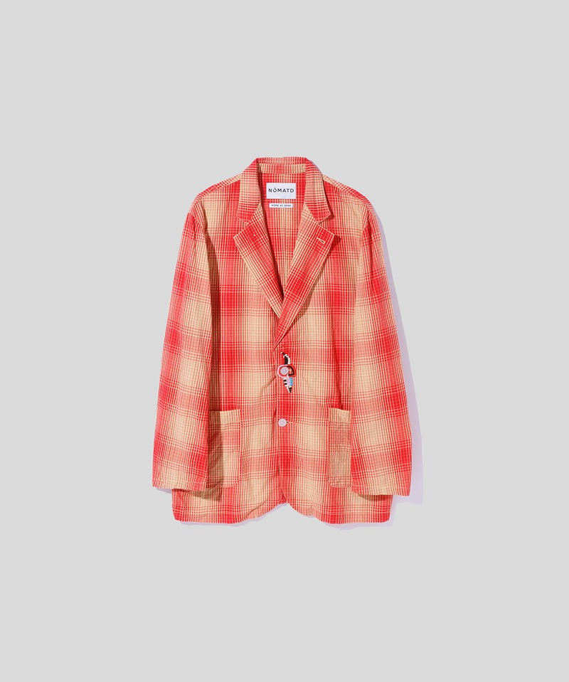 Ombre Plaid Jacket with Beading