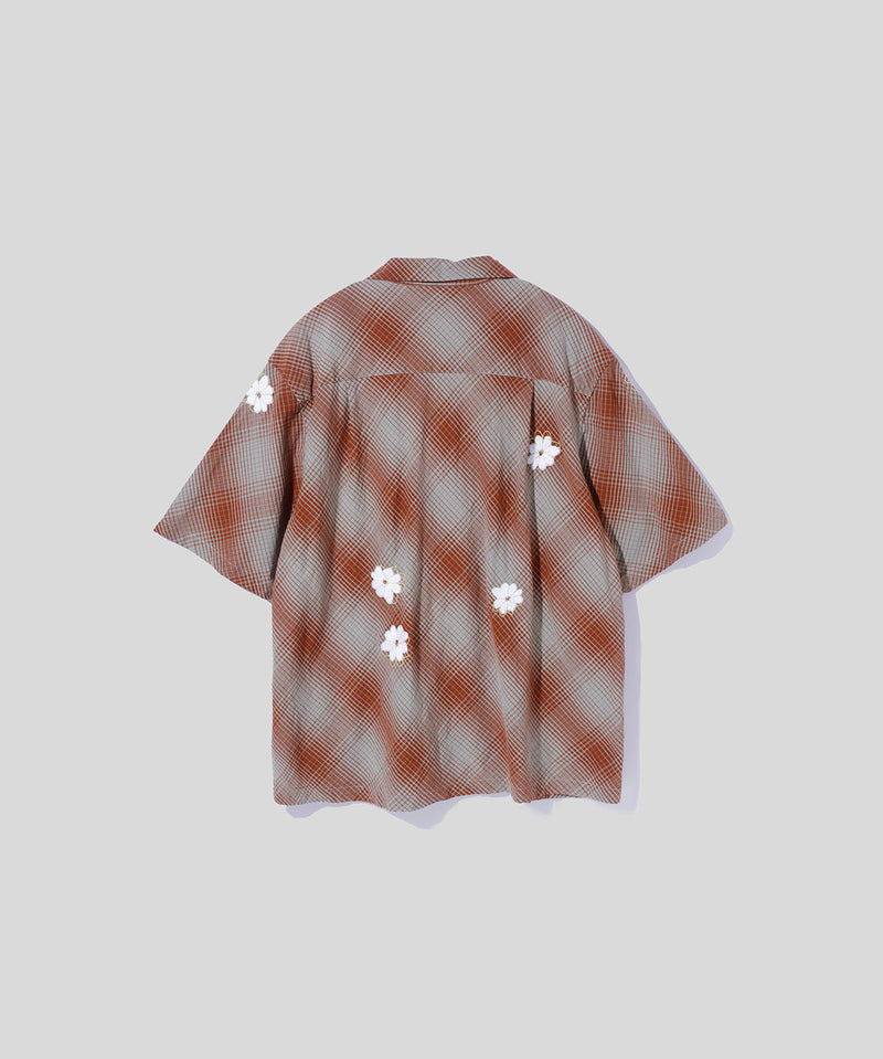Hand Embroidery Ombre Plaid SS Shirt