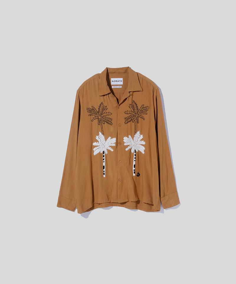 Palm Tree Hand Embroidery LS Shirt