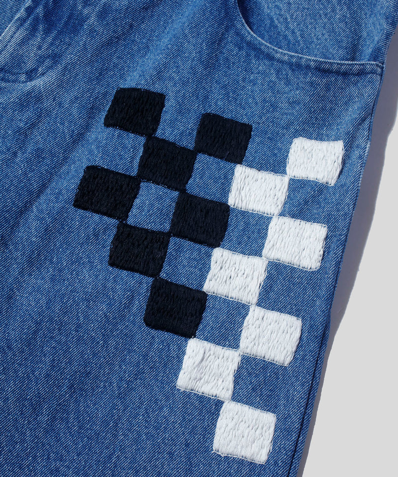 Checker Hand Embroidery Pants