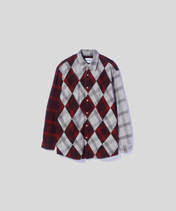 Diamond Patcwork Flannel Shirt