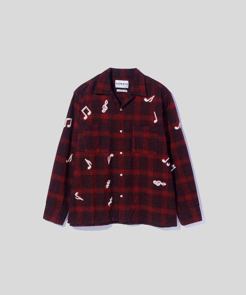 Music Hand Embroidery Flannel Shirt