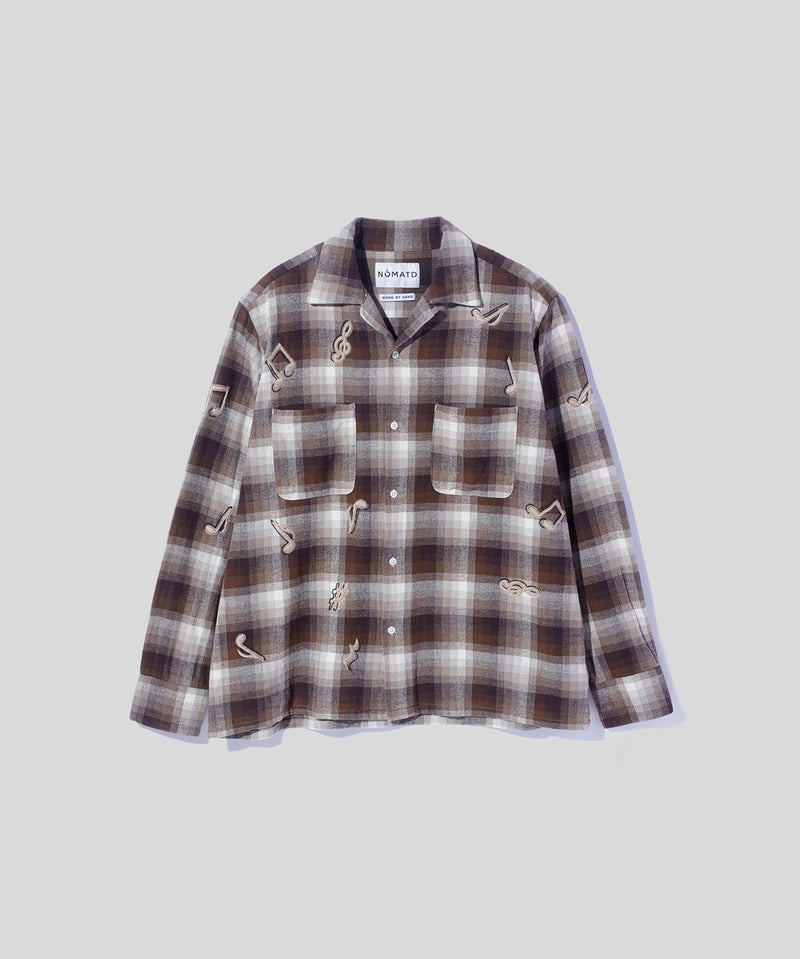 Music Hand Embroidery Flannel Shirt